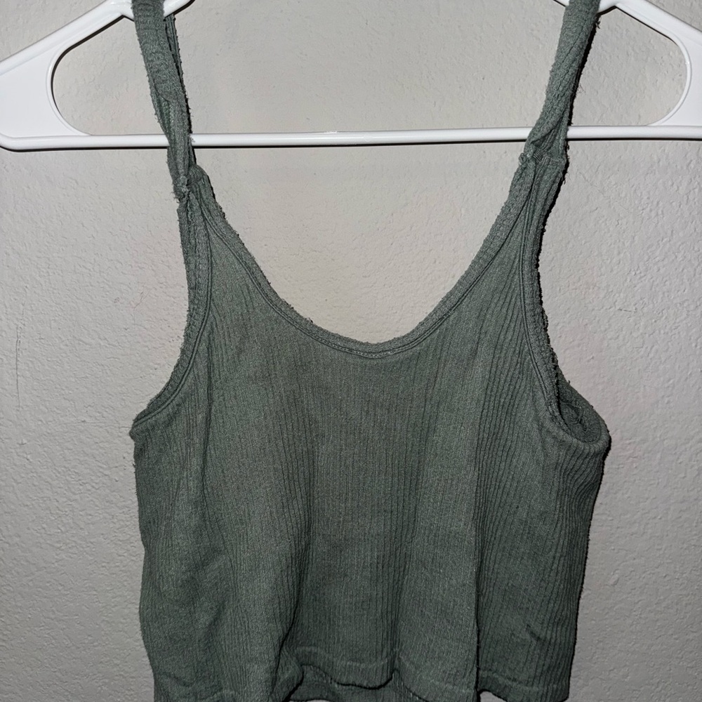 Green Ribbed Tank Top - Picture 2 of 4
